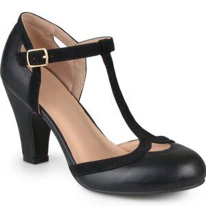 OLINA- Wide width T-Strap Round toe heels SIZE 6-wide